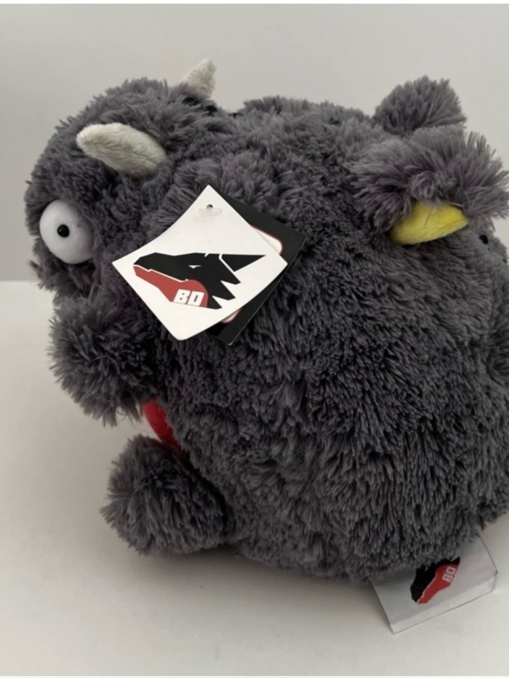 2016 Bad Dragon Duke The Dragon 8" Plush Gray Red Round RARE Stuffed Animal NWT - Picture 5 of 16
